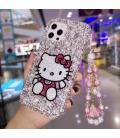 Handmade Crystal iPhone 16 Case Glitter Bling Hello Kitty Phone Cover Luxury Crystal Rhinestone
