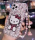 Handmade Crystal iPhone 16 Case Glitter Bling Hello Kitty Phone Cover Luxury Crystal Rhinestone