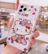 Handmade Crystal iPhone 16 Case Glitter Bling Hello Kitty Phone Cover Luxury Crystal Rhinestone