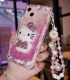 Handmade Crystal iPhone 16 Case Glitter Flowing Neon Sand Liquid Hello Kitty Bling Quicksand
