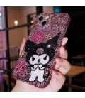 Handmade Crystal iPhone 16 Case Glitter Bling Sanrio Kuromi Phone Cover Luxury Crystal Rhinestone