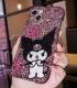 Handmade Crystal iPhone 16 Case Glitter Bling Sanrio Kuromi Phone Cover Luxury Crystal Rhinestone