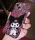 Handmade Crystal iPhone 16 Case Glitter Bling Sanrio Kuromi Phone Cover Luxury Crystal Rhinestone