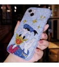 Handmade Crystal iPhone 16 Case Glitter Bling Donald Duck Phone Cover Luxury Crystal Rhinestone
