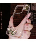 Handmade Crystal iPhone 16 Case Glitter Bling Rhinestone Bell Orchid Minimalist Phone Cover