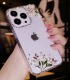 Handmade Crystal iPhone 16 Case Glitter Bling Rhinestone Bell Orchid Minimalist Phone Cover