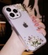 Handmade Crystal iPhone 16 Case Glitter Bling Rhinestone Bell Orchid Minimalist Phone Cover