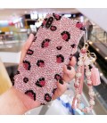 Handmade Crystal iPhone 16 Case Glitter Bling Pink Leopard Luxury Crystal Diamond Rhinestone