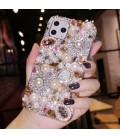 Handmade Crystal iPhone 16 Case Glitter Bling Pearl Charms Phone Cover Luxury Crystal Rhinestone