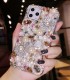 Handmade Crystal iPhone 16 Case Glitter Bling Pearl Charms Phone Cover Luxury Crystal Rhinestone