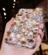 Handmade Crystal iPhone 16 Case Glitter Bling Pearl Charms Phone Cover Luxury Crystal Rhinestone