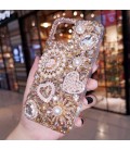 Handmade Crystal iPhone 16 Case Glitter Bling Pearl Charm Phone Cover Luxury Crystal Rhinestone