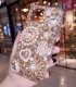 Handmade Crystal iPhone 16 Case Glitter Bling Pearl Charm Phone Cover Luxury Crystal Rhinestone