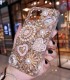 Handmade Crystal iPhone 16 Case Glitter Bling Pearl Charm Phone Cover Luxury Crystal Rhinestone