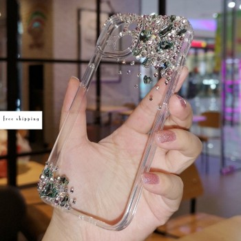 Handmade Crystal iPhone 16 Case Glitter Bling Minimalist Phone Cover Luxury Crystal Rhinestone