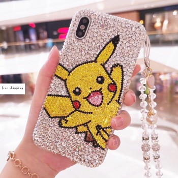 Handmade Crystal iPhone 16 Case Glitter Bling Pikachu Phone Cover