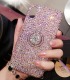 Handmade Crystal iPhone 16 Case Glitter Bling Ring Stand Phone Cover Luxury Crystal Rhinestone