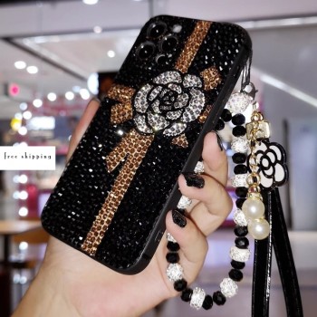 Handmade Crystal iPhone 16 Case Bling Gift Flower Phone Cover