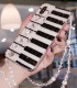 Handmade Crystal iPhone 16 Case Glitter Bling Piano Keys Pattern Luxury Crystal Pearl Rhinestone
