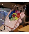 Handmade Crystal iPhone 16 Case Glitter Bling Kaikai Kiki Logo Phone Cover Luxury Rhinestone